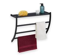 Relaxdays Toallero con balda para pared negro negro
