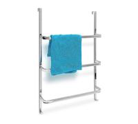 Relaxdays Toallero Puerta, 3 Barras, 85x54x11,5 cm, Colgador Toallas, sin Taladrar, 2 Ganchos, Baño y Cocina, Plateado