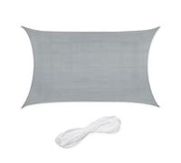 Relaxdays Toldo de Vela Rectangular, 2 x 3 m, Tejido HDPE, Resistente Rayos UV, Cóncavo, Cuerdas Tensoras, Gris Claro