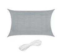 Relaxdays Toldo de Vela Rectangular, 3 x 4 m, Tejido HDPE, Resistente Rayos UV, Cóncavo, Cuerdas Tensoras, Gris Claro