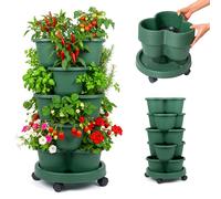 Relaxdays Torre apilable de 5 niveles verde,negro