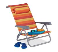 Relaxdays Tumbona playa plegable con reposacabezas amarillo,naranja,rojo