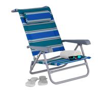 Relaxdays Tumbona playa plegable con reposacabezas blanco,azul,verde