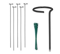 Relaxdays Tutores de Metal para Plantas, Set de 6, Guías con Anillo, 80 cm Largo, Estacas de Jardín, con Bridas, Negro