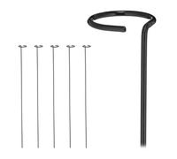 Relaxdays Tutores Plantas Metal, 6 Soportes Trepadoras con Anillo, Varillas Entutorar Enredaderas, Acero, 80 cm, Negro