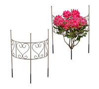 Relaxdays Tutores Plantas, Set 2, Soportes Flores, Arbustos Medialuna, Hortensias, Peonías, 41,5 x 31 cm, Acero, Marrón