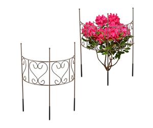 Relaxdays Tutores Plantas, Set 2, Soportes Flores, Arbustos Medialuna, Hortensias, Peonías, 41,5 x 31 cm, Acero, Marrón