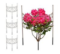 Relaxdays Tutores Plantas, Set 4, Soportes Flores, Arbustos Medialuna, Hortensias, Peonías, 41,5 x 31 cm, Acero, Marrón