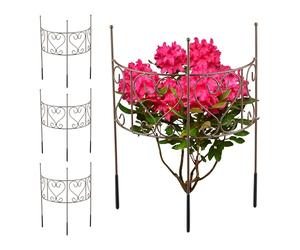Relaxdays Tutores Plantas, Set 4, Soportes Flores, Arbustos Medialuna, Hortensias, Peonías, 41,5 x 31 cm, Acero, Marrón