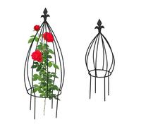 Relaxdays Tutores Plantas, Set de 2, Forma de Cebolla, Guía Trepadoras, Metal, Independiente, Obelisco, Rosales, Negro