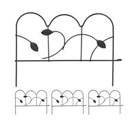 Relaxdays Valla jardín de encaje set de 4 negro