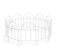 Relaxdays Valla metálica para parterres, 10 módulos, Arco Redondeado, Al x An: 45x400 cm, Borde para Clavar, Blanco