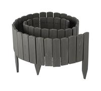 Relaxdays Valla para Parterres, 200 cm, Flexible, Parte Visible 20 cm, para Hincar, Madera, Borde Césped, Gris Oscuro