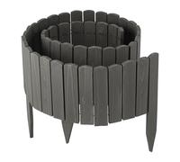 Relaxdays Valla para Parterres, 200 cm, Flexible, Parte Visible 30 cm, para Hincar, Madera, Borde Césped, Gris Oscuro