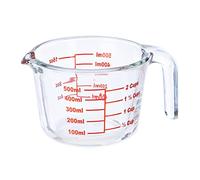 Relaxdays Vaso Medidor Cristal, 500 ml, Resistente al Calor, Apto para Microondas, Escala en ml, oz, Cups, Transparente