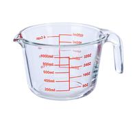 Relaxdays Vaso medidor de cristal 1 L rojo,transparente