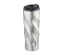 Relaxdays Vaso Térmico, 500 ml, Taza Antiderrames para Bebidas Calientes y Frías, Acero Inoxidable, sin BPA, Plata/Negro