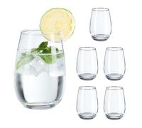 Relaxdays Juego 6 vasos de cristal transparente