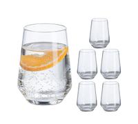 Relaxdays Vasos de Cristal Agua, Juego de 6 Unidades, Aptos para Lavavajillas, para Zumo, Refrescos, 390ml, Transparente