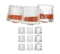 Relaxdays Vasos de Whisky, Set de 12, 3 Diseños, 150 ml, Vaso de Rocas, Redondos, Old Fashioned, Balancín, Transparentes
