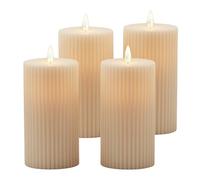 Relaxdays Velas LED 4 Unidades, Llama Parpadeante, Ranuras, plástico, sin Llama, champán, 17.5x8x8 cm