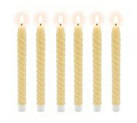 Relaxdays Velas LED con Llama Parpadeante, Cera Real, diseño retorcido, sin Llama, Set de 6 Beige 25 x 2,2 cm