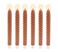 Relaxdays Velas LED con Llama Parpadeante, Cera Real, torsionadas, sin Llama, Set de 6, Rosa empolvado 25x2.2 cm