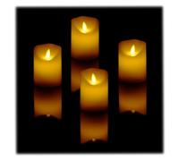 Relaxdays Velas Led con Temporizador Set de 4, Flama Móvil, 10x7,5 cm, sin Llama, Eléctricas, Pilas no Incluidas, Crema