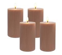 Relaxdays Velas LED desconectables, cera real, llama parpadeante, ranuradas, rosa antiguo, 13 x 7,5 x 7,5 cm