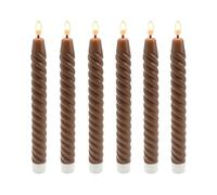 Relaxdays Velas LED en Set de 6, Cera Real, Llama Parpadeante, sin Llama, Color café, 25 x 2.2 cm