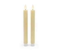 Relaxdays Velas LED, Juego de 2, Llama Parpadeante, Cera Real, acanaladas, sin Llama, Beige, 25x2 cm