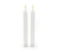 Relaxdays Velas LED Parpadeantes, Blancas | Set de 2 velas de cera real, ranuradas, sin llama, medidas 25 x 2 cm, perfectas para crear un ambiente acogedor.