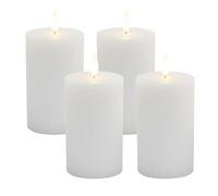 Relaxdays Velas LED Parpadeantes, Cera Real, Ranuradas, sin Llama, Juego de 4, 13x7.5x7.5 cm, Blancas