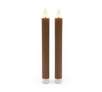 Relaxdays Velas LED, set 2 uds, color café | Llama parpadeante, cera real, con ranuras, sin llama, 25 x 2 cm (Al. x Ø)