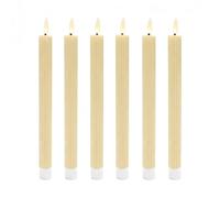 Relaxdays Velas LED, Set 6, Llama Parpadeante, Cera Real, sin Llama, Beige, 25 x 2 cm