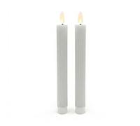 Relaxdays Velas LED, set de 2, Al. x Ø: 25 x 2 cm, gris claro | Llama parpadeante, cera real, ranuras, sin llama