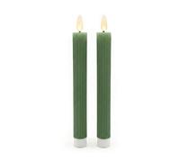 Relaxdays Velas LED, set de 2, Al. x Ø: 25 x 2 cm, llama parpadeante, caqui | Cera real, con ranuras, sin llama