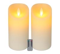 Relaxdays Velas LED, Set de 2, Mando a Distancia y Temporizador, Velitas con Llama Parpadeante, Cera Real, Blanco, 30% plástico 70%, 2 Unidades