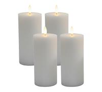 Relaxdays Velas LED, Set de 4, Llama Parpadeante, Cera Real, sin Llama, Gris Claro, 18 x 7,5 x 7,5 cm