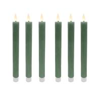 Relaxdays Velas LED, set de 6, Al x Ø: 25 x 2 cm, llama parpadeante, cera auténtica, con ranuras, sin llama, caqui