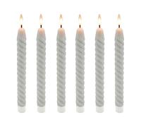 Relaxdays Velas LED, set de 6, HxD: 25 x 2 cm, llama parpadeante, cera real, diseño retorcido, sin llama, gris claro