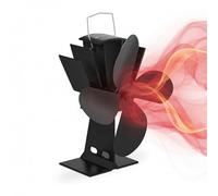 Relaxdays Ventilador Estufa sin Corriente, Silencioso, Chimenea y Horno, Impulsado por Calor, 4 Aspas, sin Cable, Negro