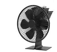 Relaxdays Ventilador para Chimenea con Rejilla de Protección, Negro | Distribuidor Térmico de 6 Aspas para Estufa, Aluminio, 21,5 x 19 x 11 cm