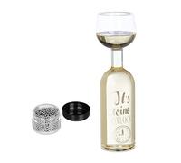 Relaxdays XXL Copa Vino con Botella, Copón de Cristal, Decantador, Regalo Chistoso, Dicho Inglés, 750ml, Transparente, 29,5 x 8,5 cm