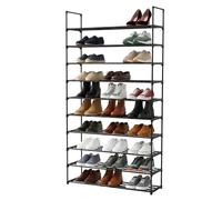 Relaxdays Zapatero, 10 Niveles, Montaje sin Herramientas, 174x94x30 cm, metálico, Compacto, Negro