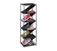 Relaxdays Zapatero, 11 Pares, Organizador Zapatos Estrecho, Baldas Rectas e Inclinadas, 121 x 38 x 30 cm, Gris/Negro