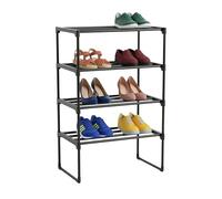 Relaxdays Zapatero, 4 Niveles, Sistema de Montaje, HBT: 72x42,5x30 cm, Estante metálico, Estante de Tela, Negro