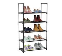 Relaxdays Zapatero 5 Niveles, Sistema de Montaje, 89x45x30 cm, estantería metálica, Compacto, Negro