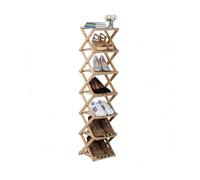 Relaxdays Zapatero, 7 baldas, Plegable para Pasillo y Dormitorio, 125×28×28 cm (Alto×Ancho×Fondo), bambú, Natural