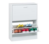 Relaxdays Mueble zapatero basculante blanco,plata